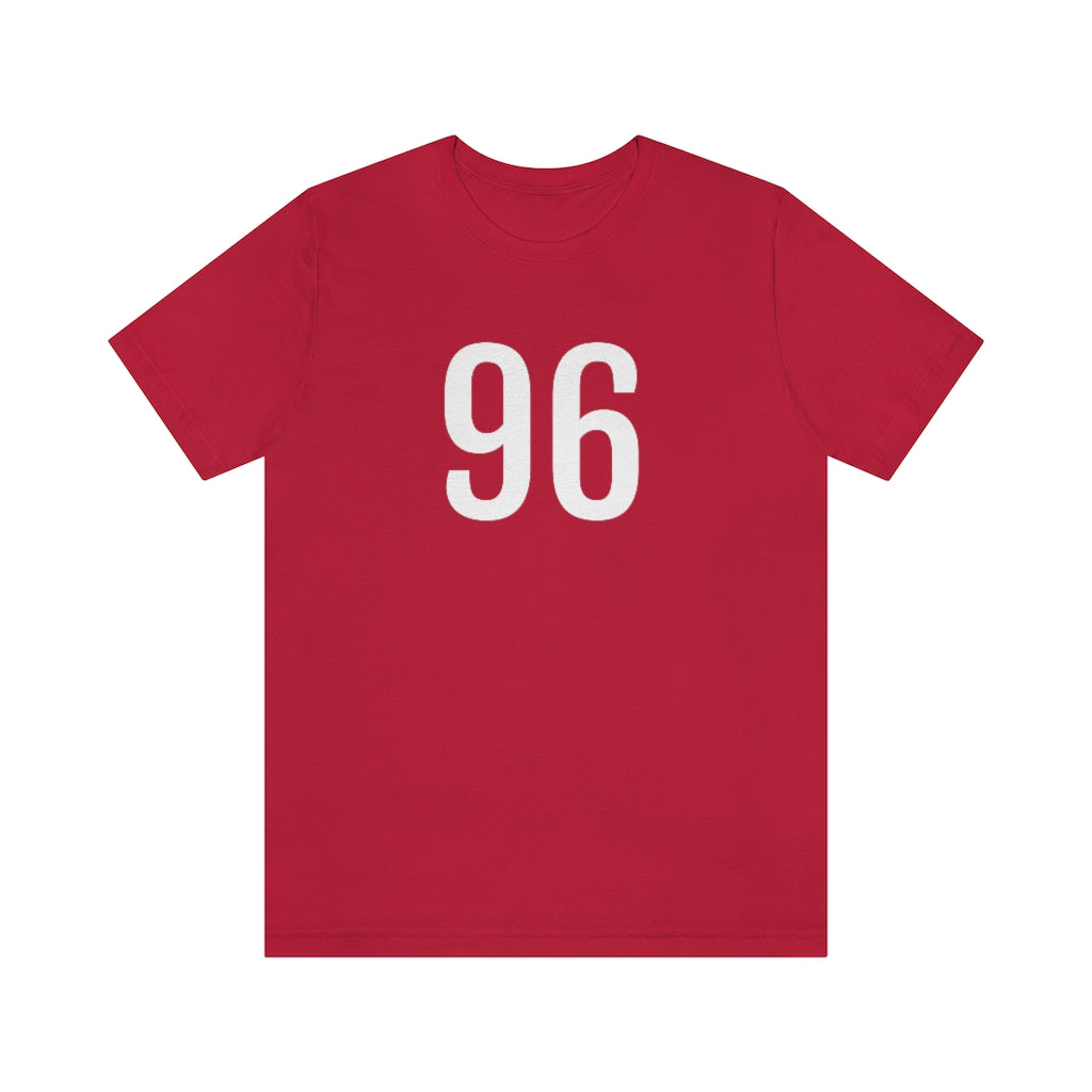 Red T-Shirt 96 Tee Shirt with Numbers On Them for Numbered T-Shirt Outfit Numerology Aesthetic Petrova Designs