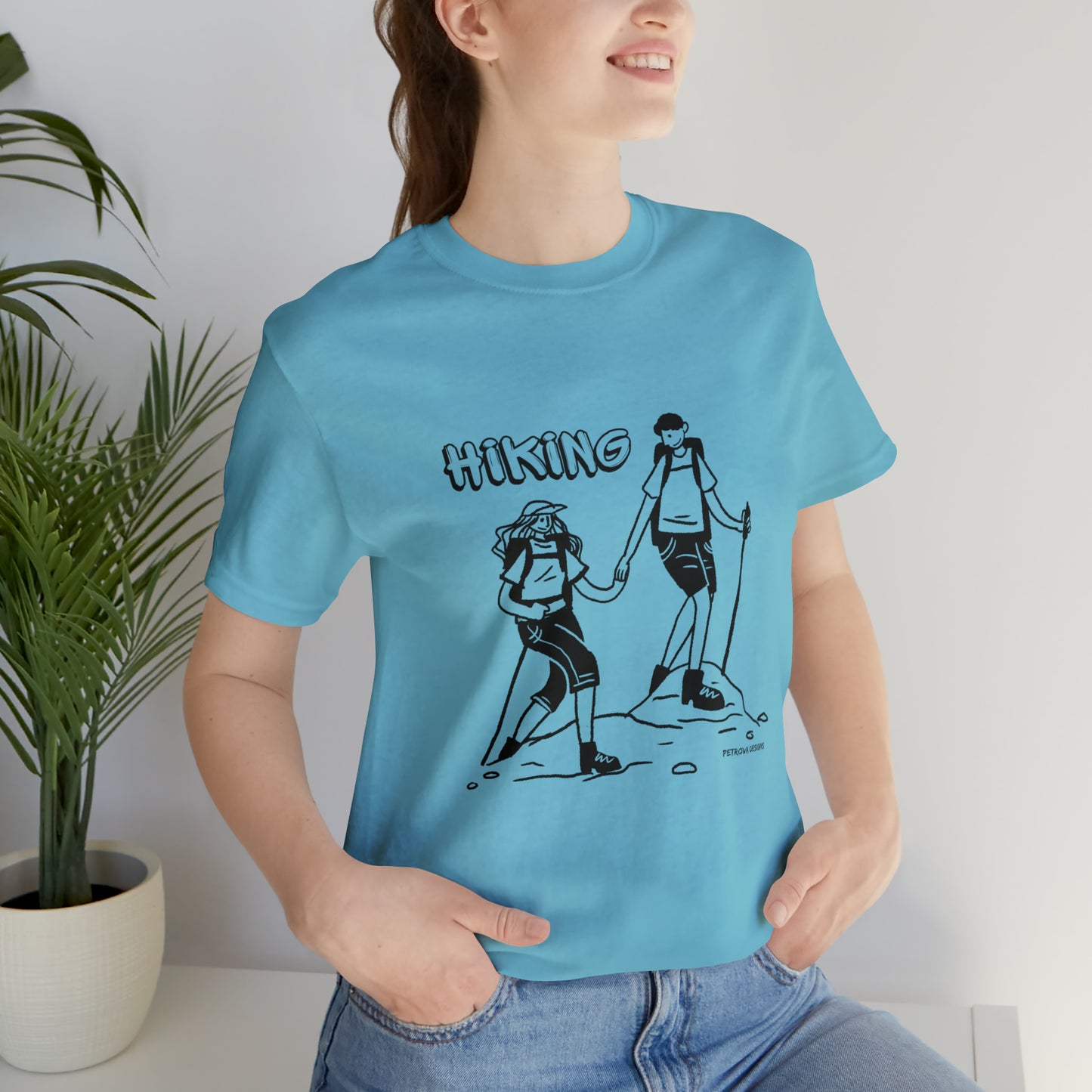 Hiking Enthusiast T-Shirt | Hiker Gift Idea Turquoise T-Shirt Petrova Designs