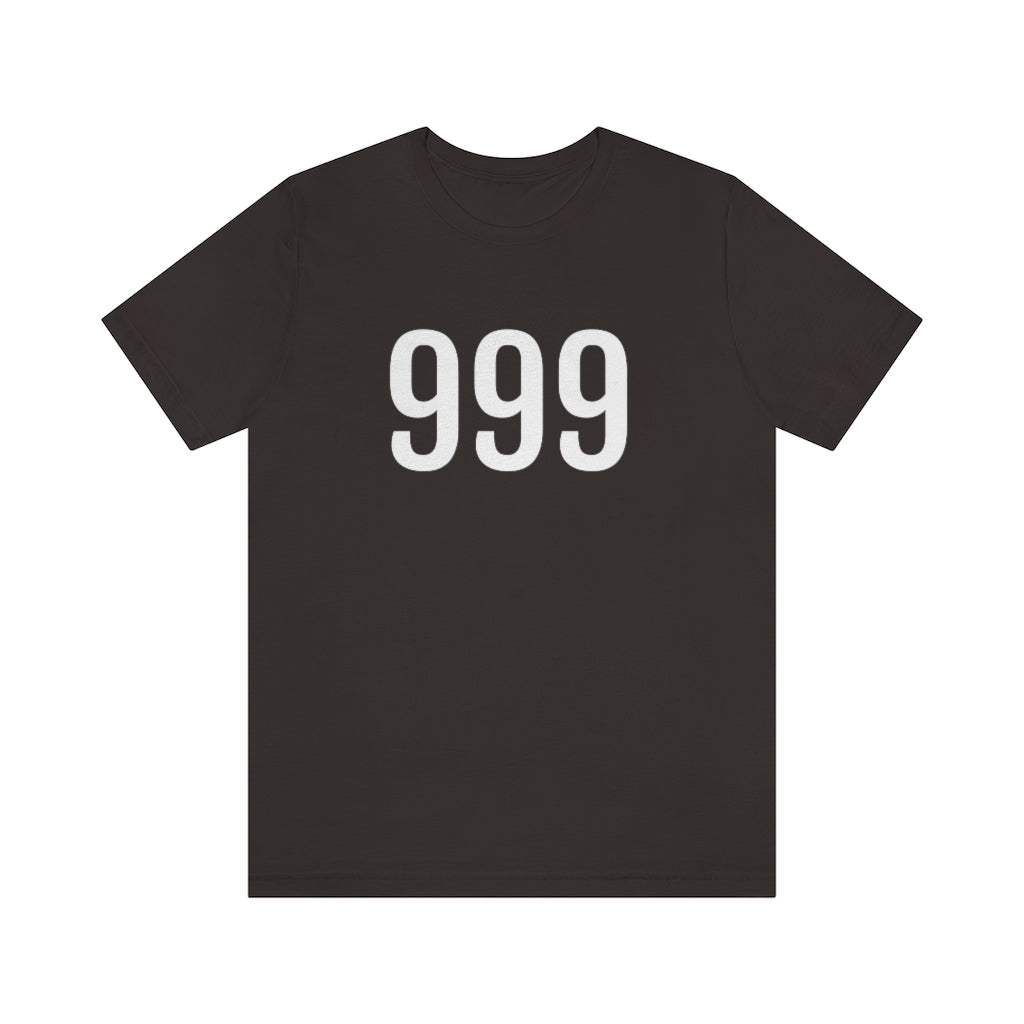 Brown T-Shirt 999 T-Shirt Angel Number Tee Shirt with Numbers On Them for Numbered Outfit Petrova Designs