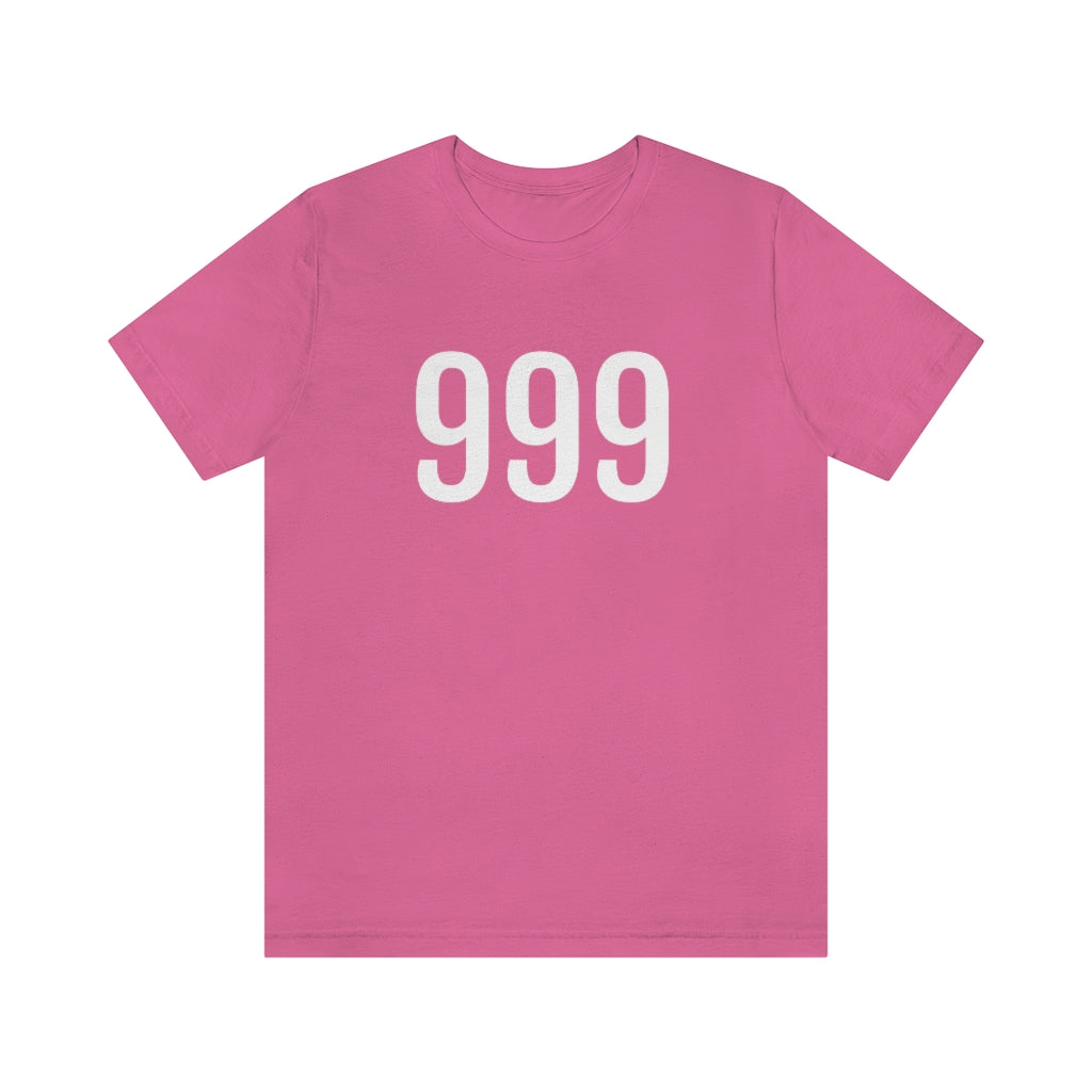 Charity Pink T-Shirt 999 T-Shirt Angel Number Tee Shirt with Numbers On Them for Numbered Outfit Petrova Designs