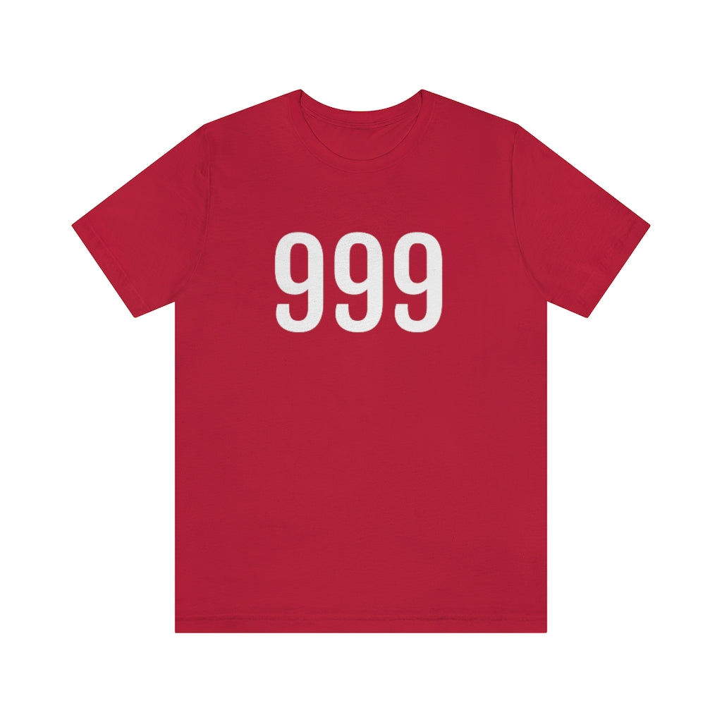 Red T-Shirt 999 T-Shirt Angel Number Tee Shirt with Numbers On Them for Numbered Outfit Petrova Designs