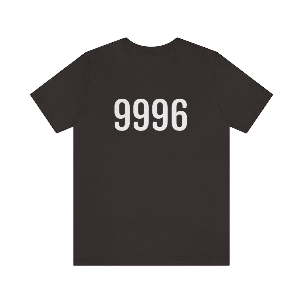 Brown T-Shirt 9996 Tee Shirt with Numbers On Them for Numbered T-Shirt Outfit Numerology Aesthetic Petrova Designs