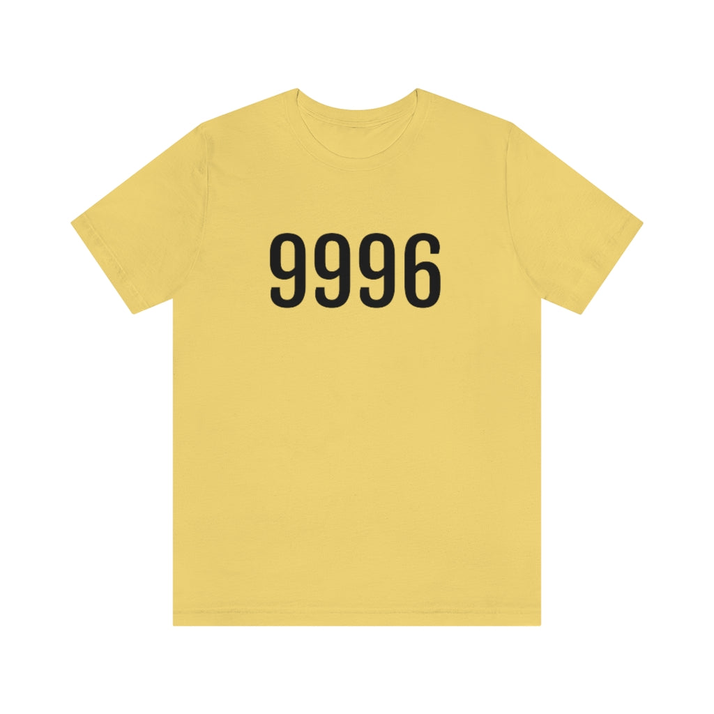 Yellow T-Shirt 9996 Tee Shirt with Numbers On Them for Numbered T-Shirt Outfit Numerology Aesthetic Petrova Designs