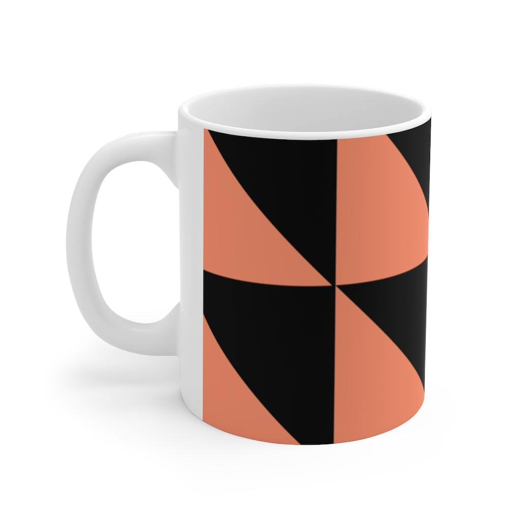 Mug Coffee Mug Your Ceramic Mug Drinkware In Black and Peachy Orange Petrova Designs