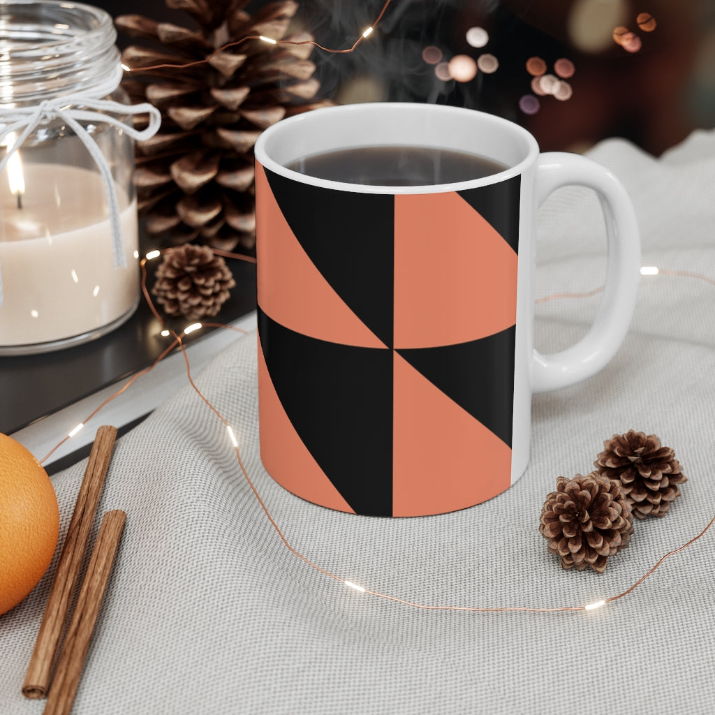 Mug Coffee Mug Your Ceramic Mug Drinkware In Black and Peachy Orange Petrova Designs