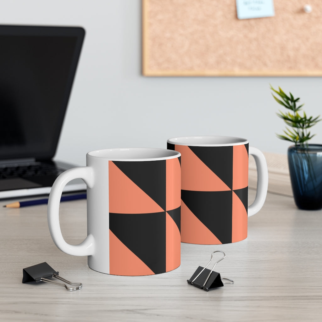 Mug Coffee Mug Your Ceramic Mug Drinkware In Black and Peachy Orange Petrova Designs