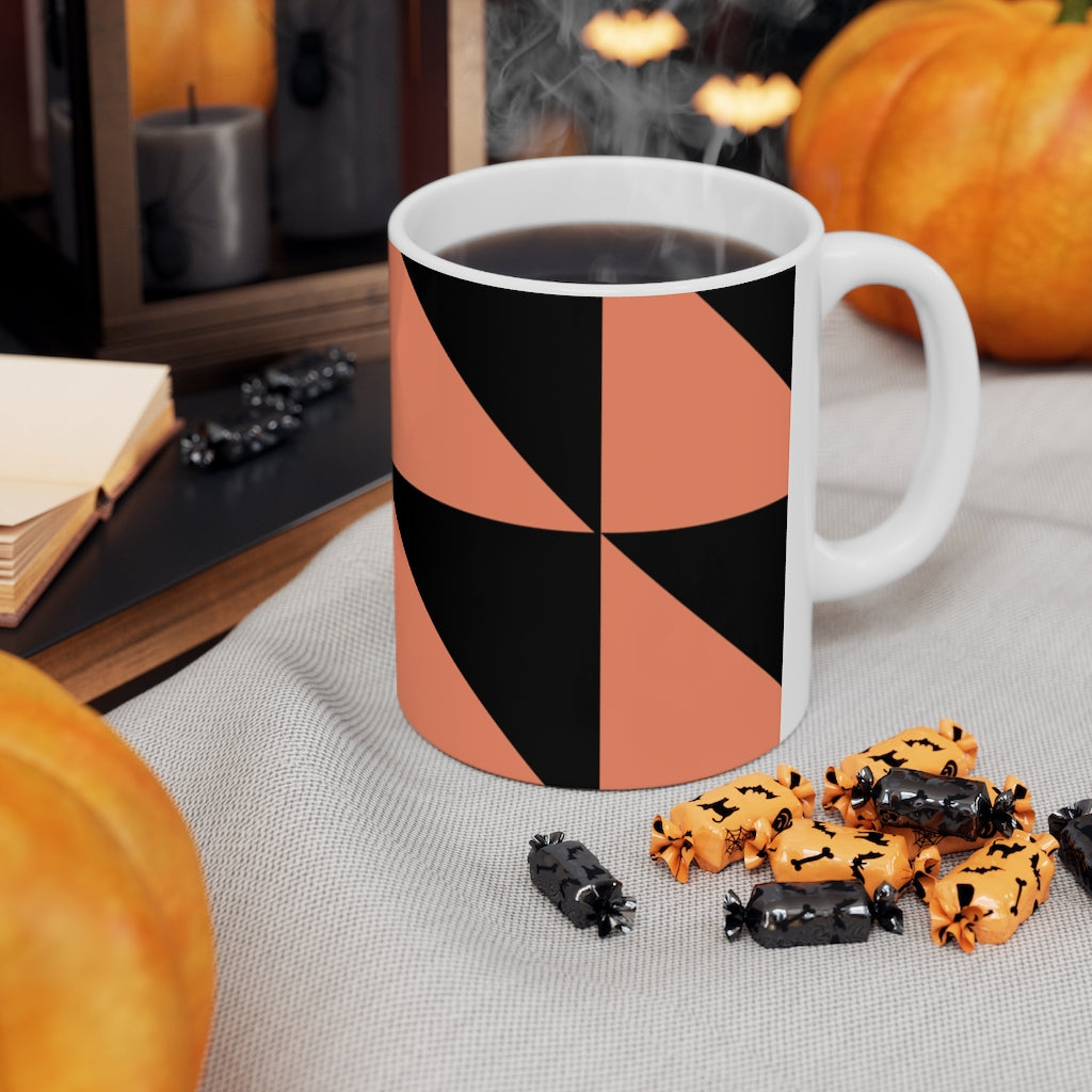 Mug Coffee Mug Your Ceramic Mug Drinkware In Black and Peachy Orange Petrova Designs