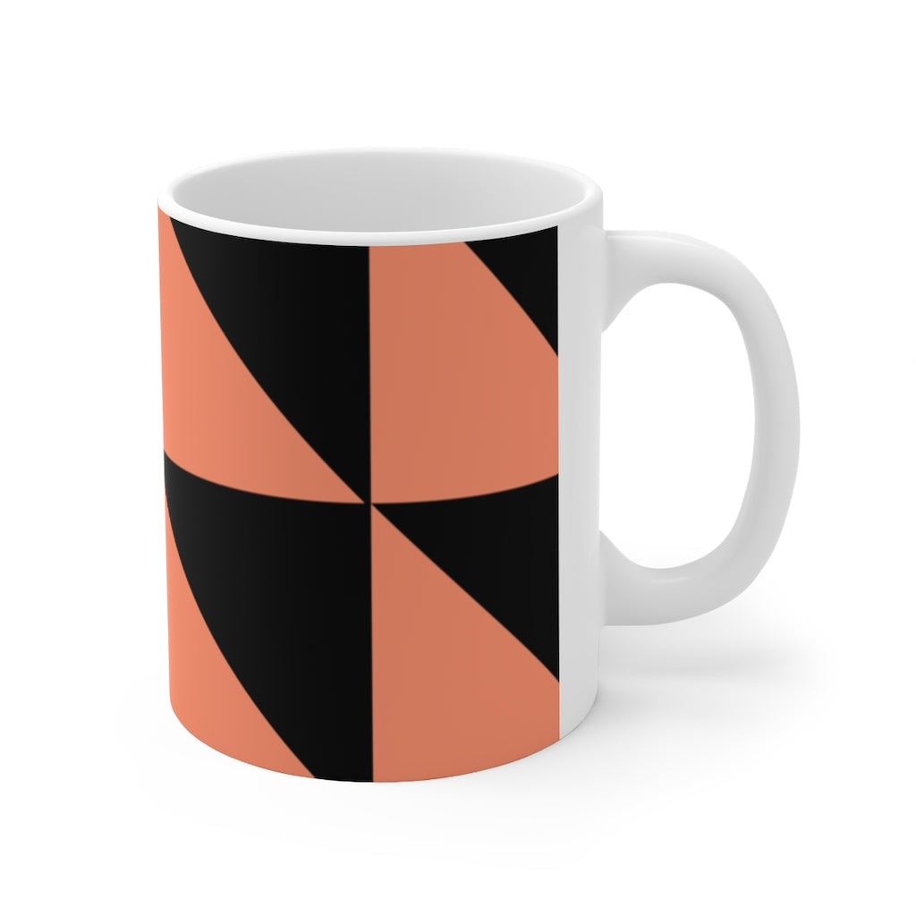 11oz Mug Coffee Mug Your Ceramic Mug Drinkware In Black and Peachy Orange Petrova Designs