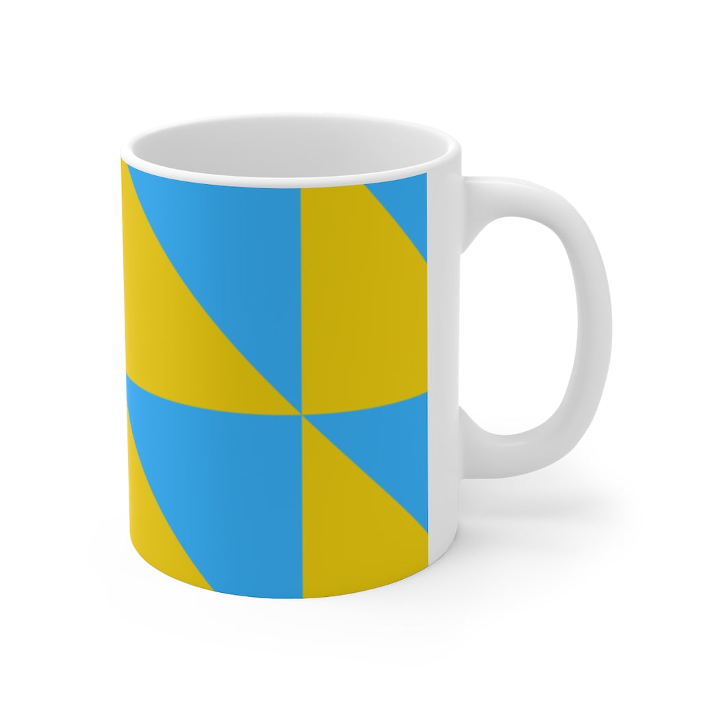 11oz Mug Coffee Mug Your Ceramic Mug Drinkware In Blue and Yellow Petrova Designs