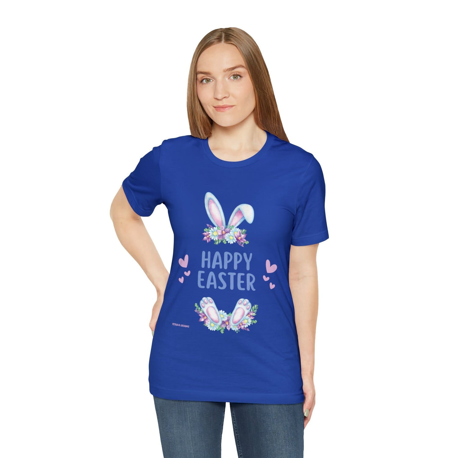 T-Shirt Easter Text Shirt for Men & Women Black Bella Canvas Shirts for Tshirt Outfit Aesthetic Bunny Ears Petrova Designs