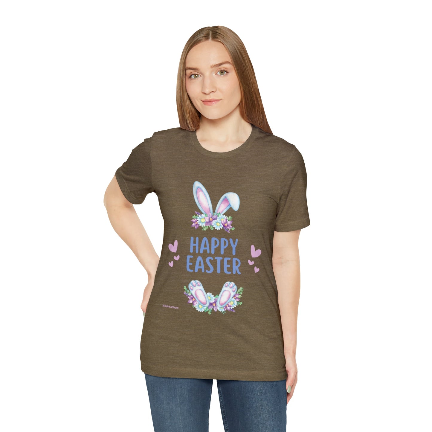 T-Shirt Easter Text Shirt for Men & Women Black Bella Canvas Shirts for Tshirt Outfit Aesthetic Bunny Ears Petrova Designs