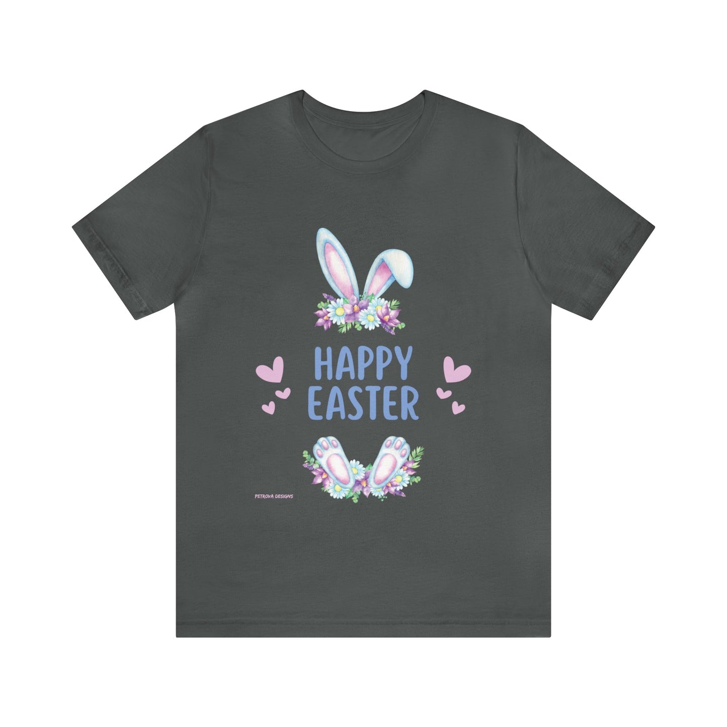 T-Shirt Easter Text Shirt for Men & Women Black Bella Canvas Shirts for Tshirt Outfit Aesthetic Bunny Ears Petrova Designs