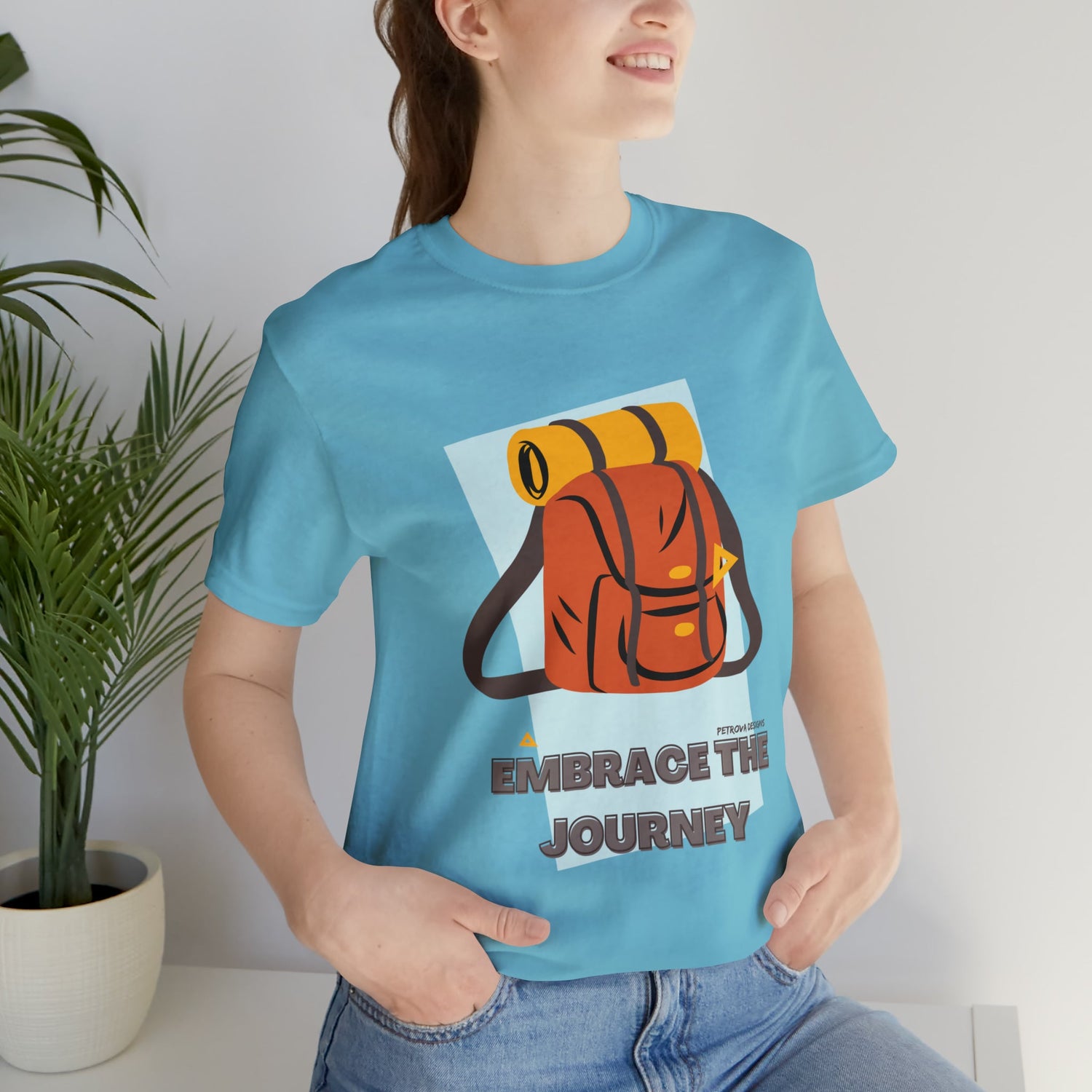 Turquoise T-Shirt Graphic Tees for Men and Women Graphic Tee Shirts for Black Tshirt Outfits Backpacking Petrova Designs