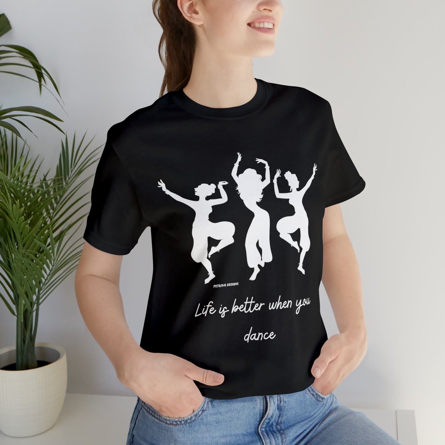 Black T-Shirt Graphic Tees for Men and Women Graphic Tee Shirts for Black Tshirt Outfits Dancer Dancing Petrova Designs