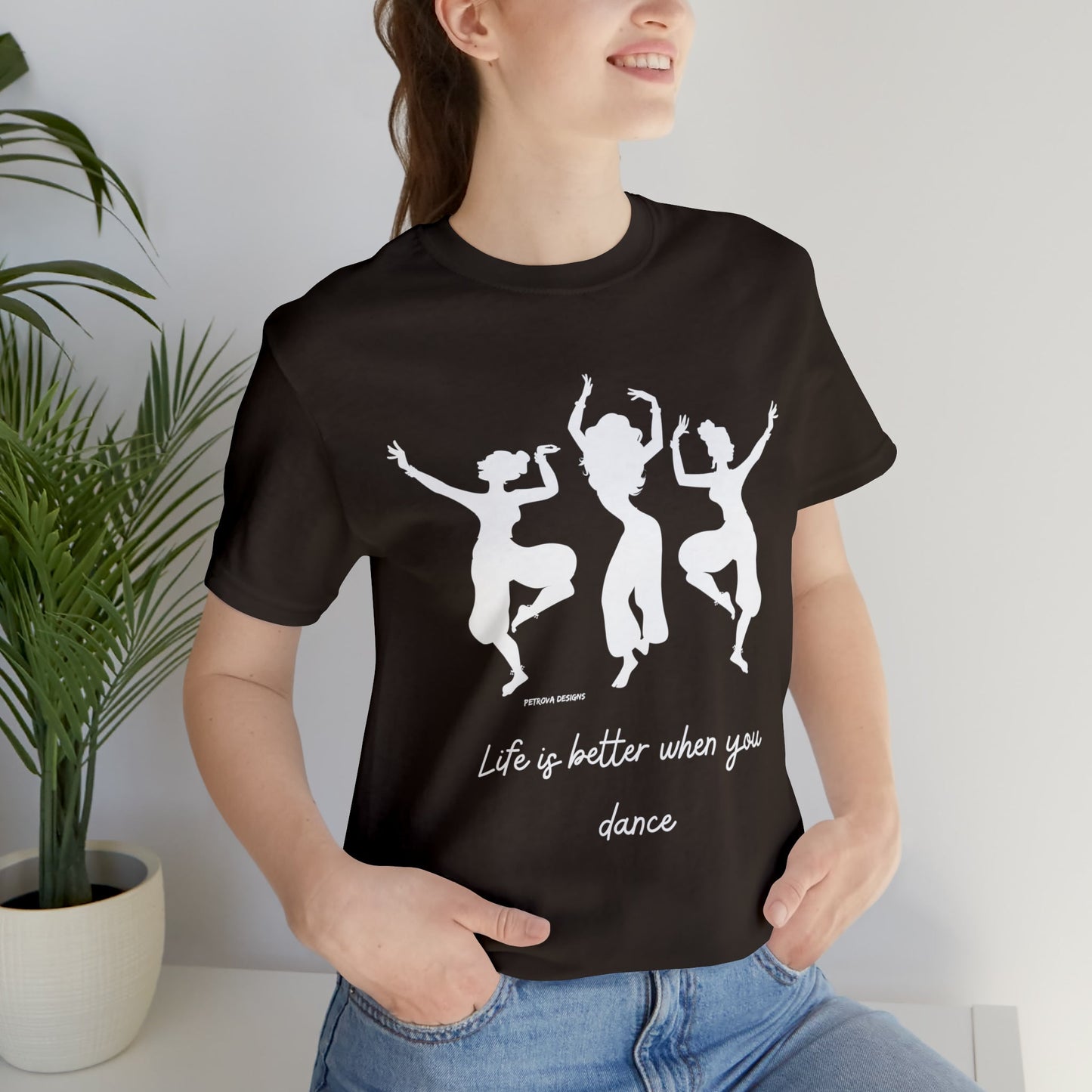 Brown T-Shirt Graphic Tees for Men and Women Graphic Tee Shirts for Black Tshirt Outfits Dancer Dancing Petrova Designs