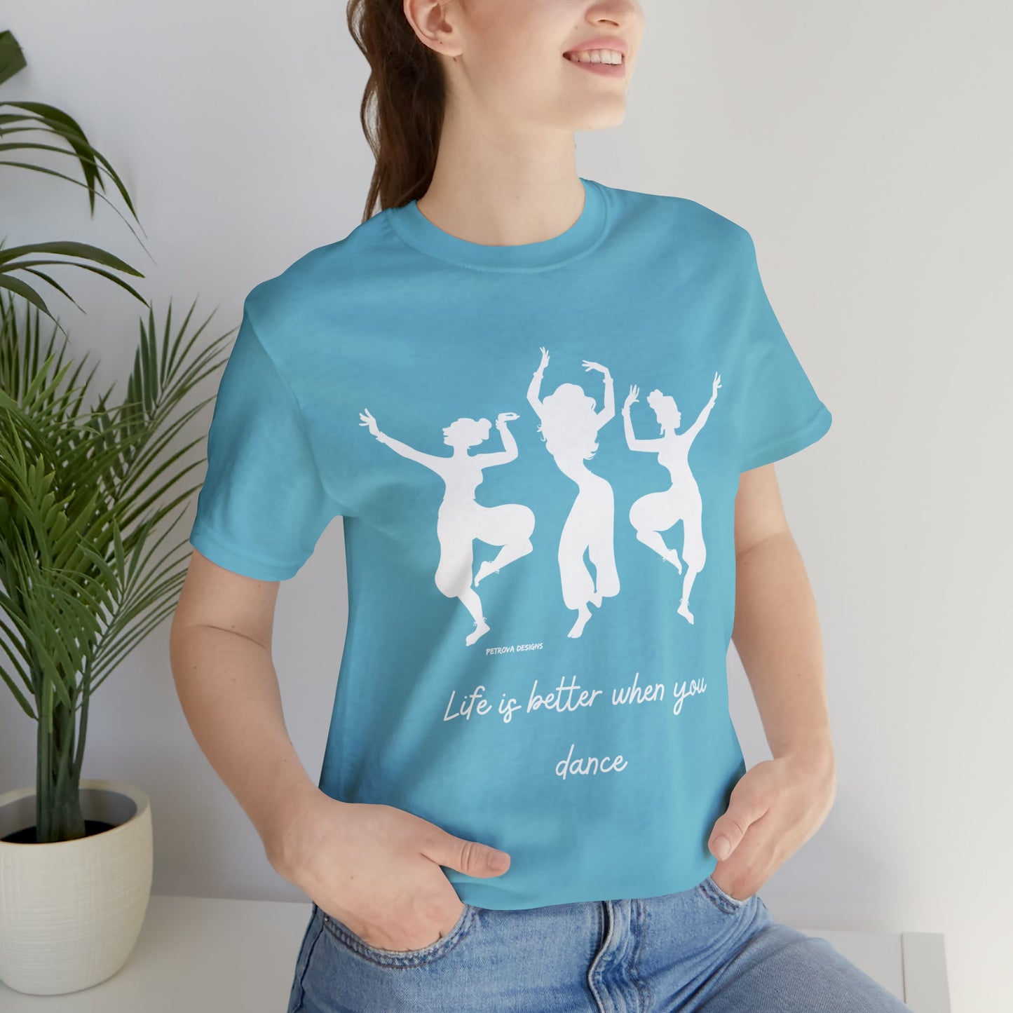 Turquoise T-Shirt Graphic Tees for Men and Women Graphic Tee Shirts for Black Tshirt Outfits Dancer Dancing Petrova Designs