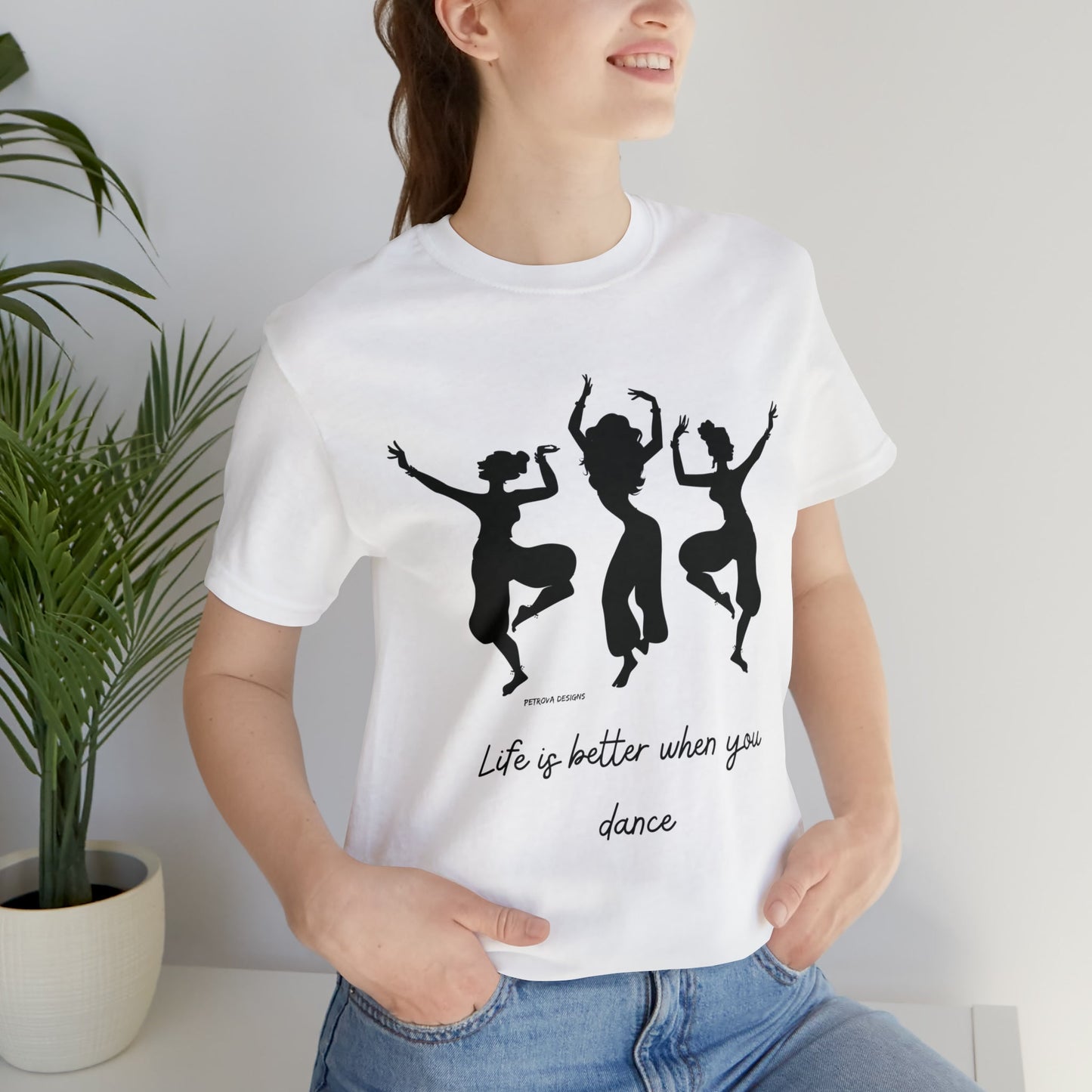 White T-Shirt Graphic Tees for Men and Women Graphic Tee Shirts for Black Tshirt Outfits Dancer Dancing Petrova Designs