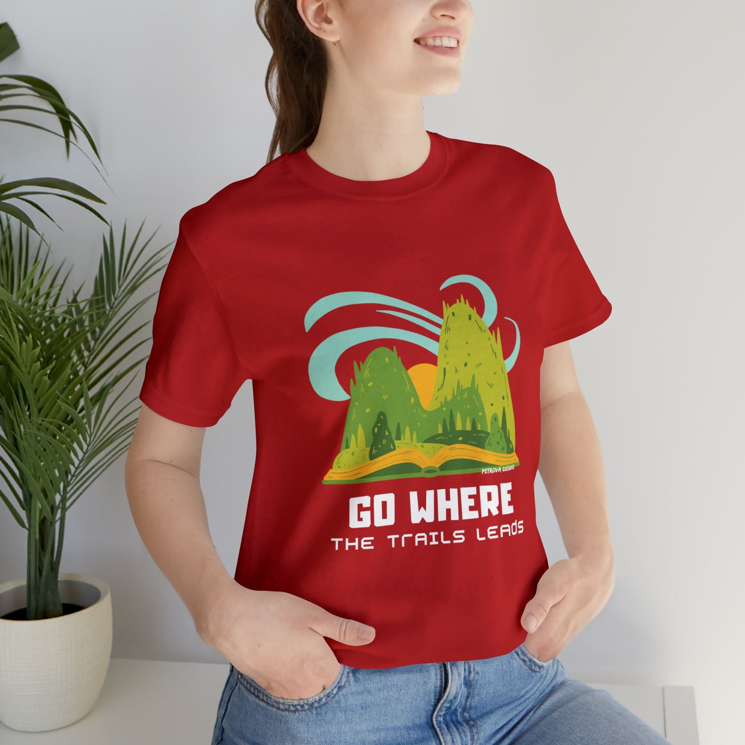 Red T-Shirt Graphic Tees for Men and Women Graphic Tee Shirts for Tshirt Outfits Hiker Nature Petrova Designs