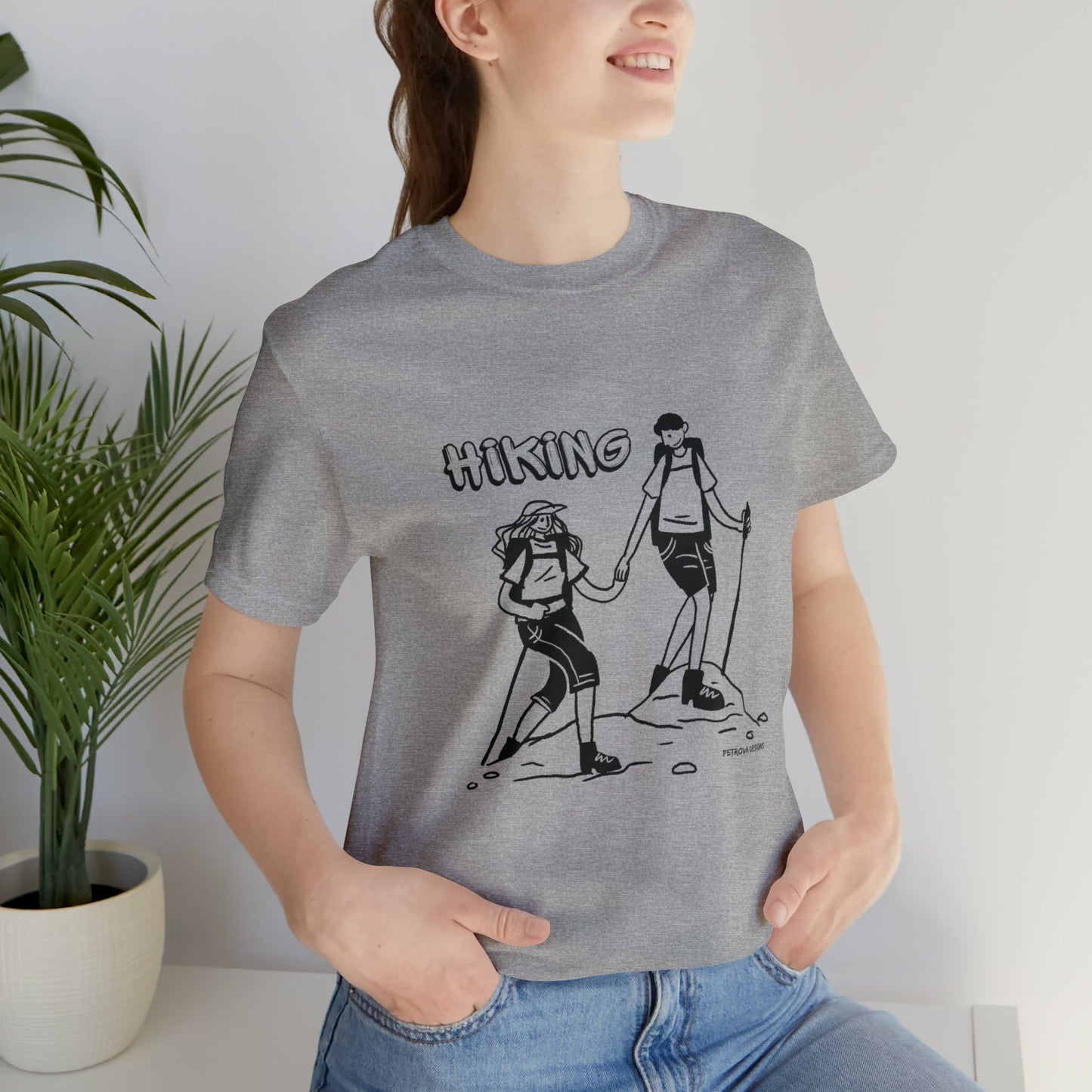 Athletic Heather T-Shirt Graphic Tees for Men and Women Graphic Tee Shirts for Tshirt Outfits Hiking Hiker Petrova Designs