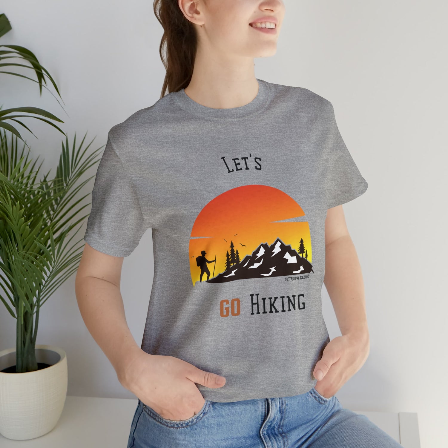 Athletic Heather T-Shirt Graphic Tees for Men and Women Graphic Tee Shirts for Tshirt Outfits Hiking Hiker Petrova Designs