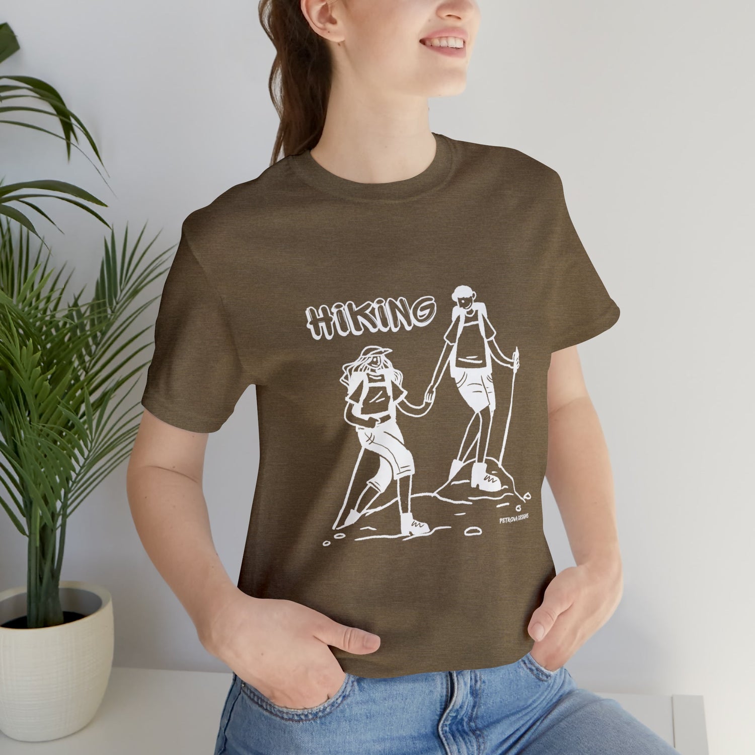 Heather Olive T-Shirt Graphic Tees for Men and Women Graphic Tee Shirts for Tshirt Outfits Hiking Hiker Petrova Designs