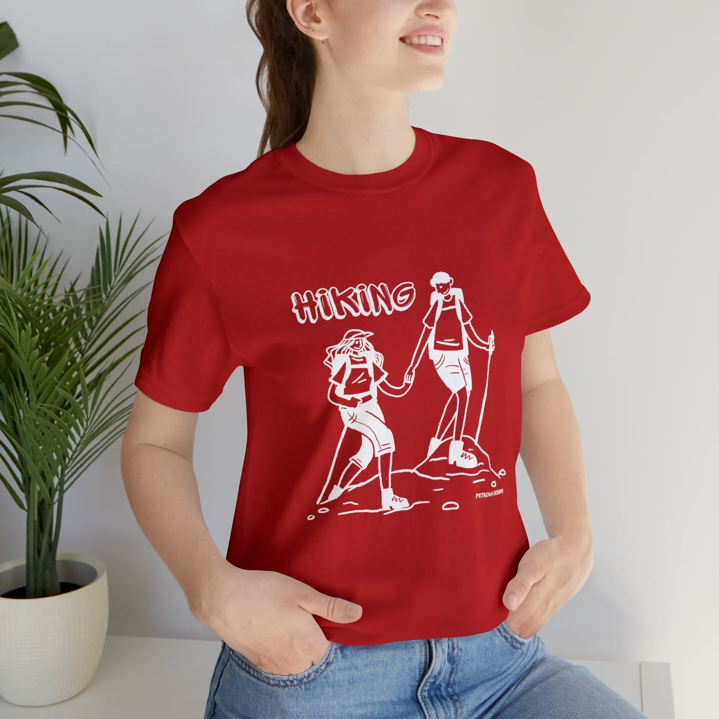 Red T-Shirt Graphic Tees for Men and Women Graphic Tee Shirts for Tshirt Outfits Hiking Hiker Petrova Designs