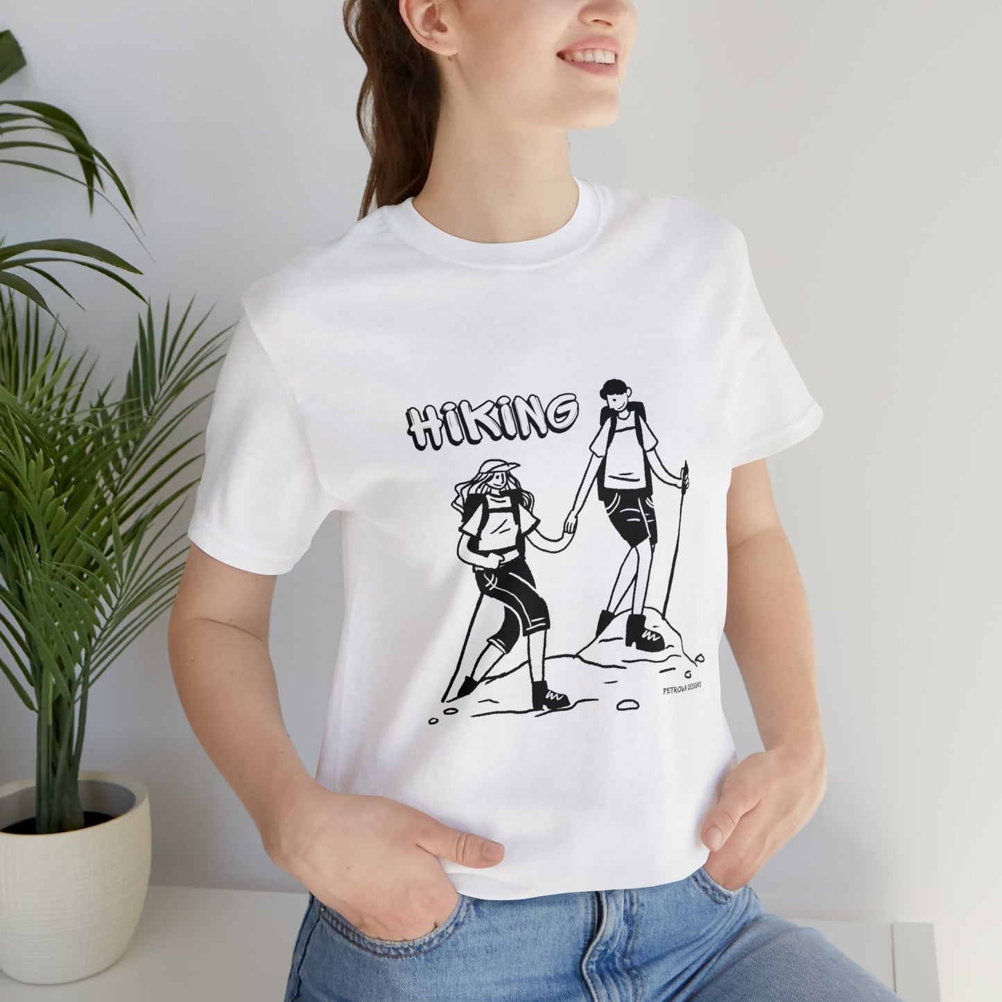 White T-Shirt Graphic Tees for Men and Women Graphic Tee Shirts for Tshirt Outfits Hiking Hiker Petrova Designs