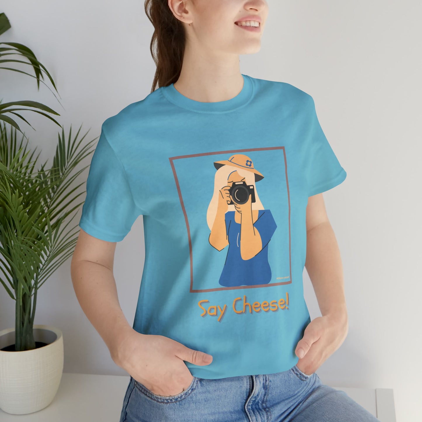 Turquoise T-Shirt Graphic Tees for Men and Women Graphic Tee Shirts for Tshirt Outfits Say Cheese Petrova Designs