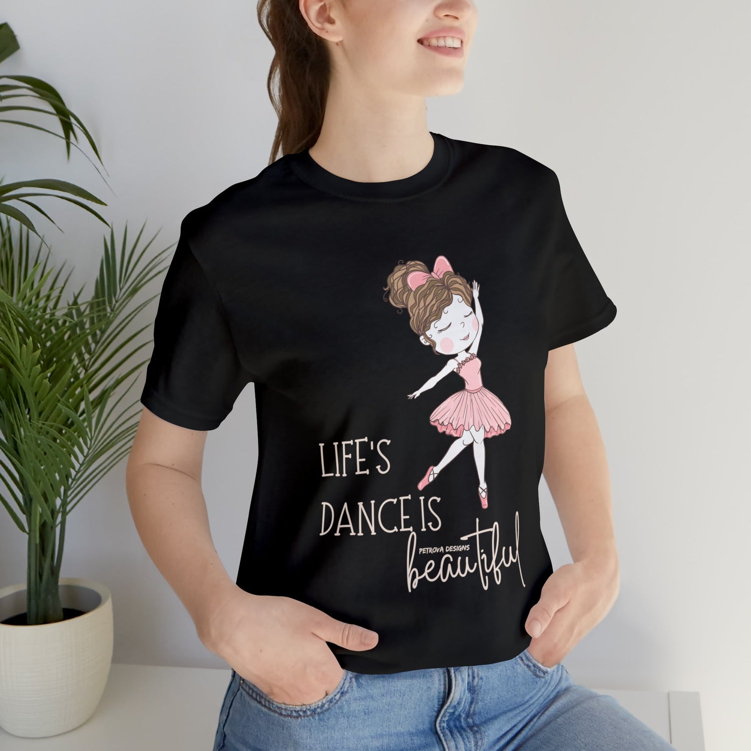 Black T-Shirt Graphic Tees Men's and Women's Bella Canvas Shirts for Black Tshirt Outfit Ballerina Dancer Petrova Designs