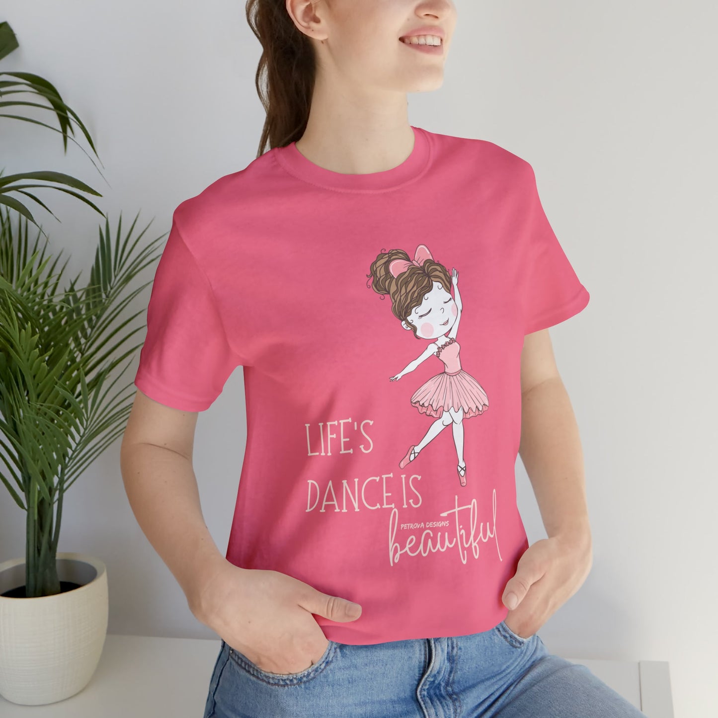 Charity Pink T-Shirt Graphic Tees Men's and Women's Bella Canvas Shirts for Black Tshirt Outfit Ballerina Dancer Petrova Designs