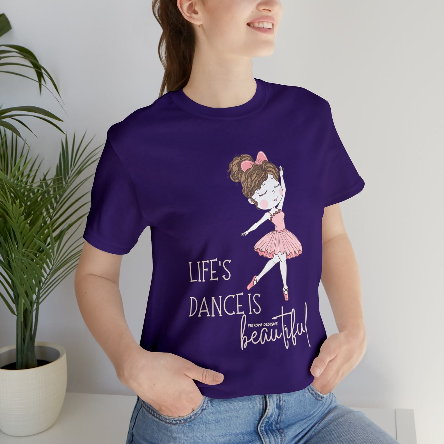 Team Purple T-Shirt Graphic Tees Men's and Women's Bella Canvas Shirts for Black Tshirt Outfit Ballerina Dancer Petrova Designs