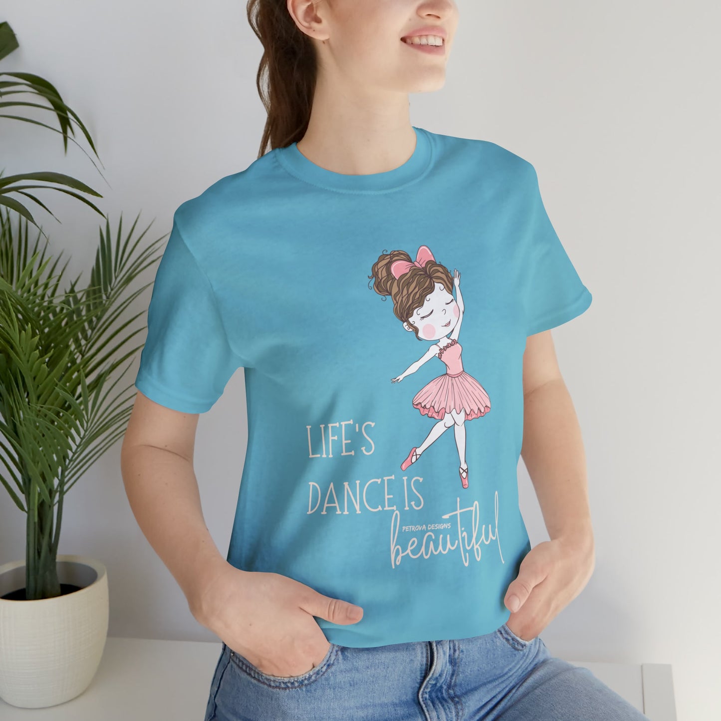 Turquoise T-Shirt Graphic Tees Men's and Women's Bella Canvas Shirts for Black Tshirt Outfit Ballerina Dancer Petrova Designs