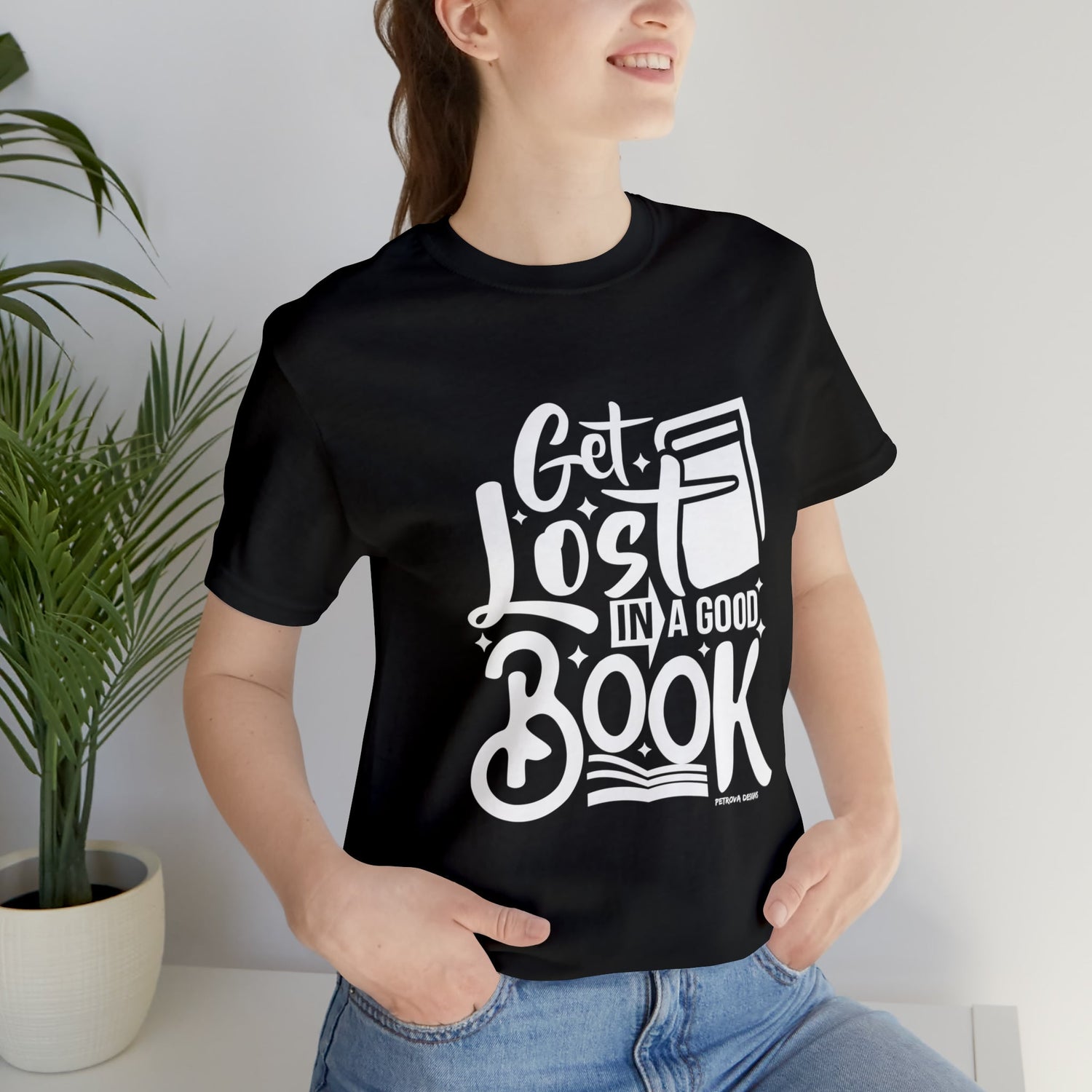 Black T-Shirt Graphic Tees Men's and Women's Bella Canvas Shirts for Black Tshirt Outfit Book Petrova Designs