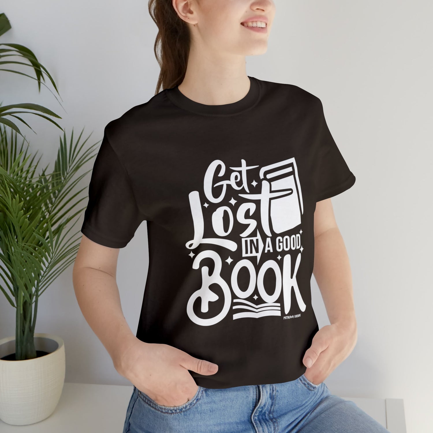 Brown T-Shirt Graphic Tees Men's and Women's Bella Canvas Shirts for Black Tshirt Outfit Book Petrova Designs