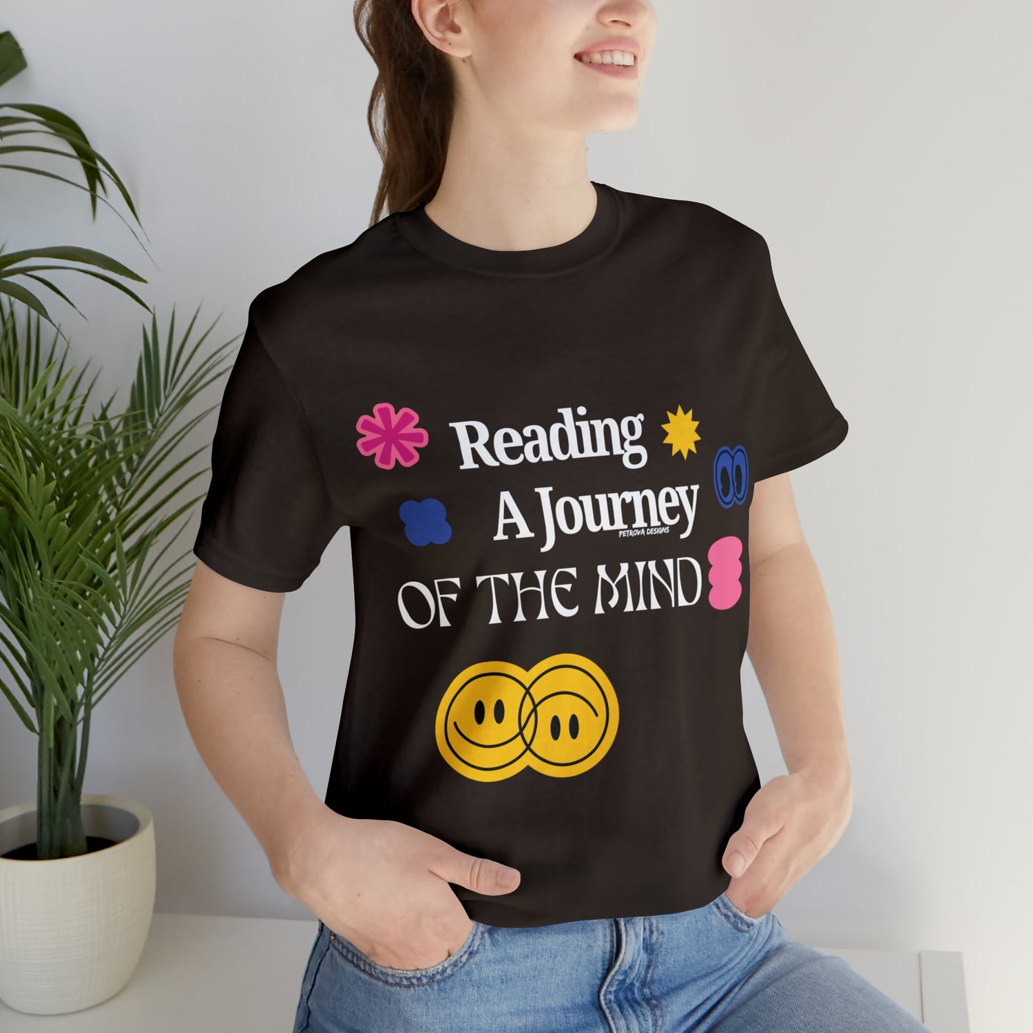 Brown T-Shirt Graphic Tees Men's and Women's Bella Canvas Shirts for Black Tshirt Outfit Book Reader Petrova Designs