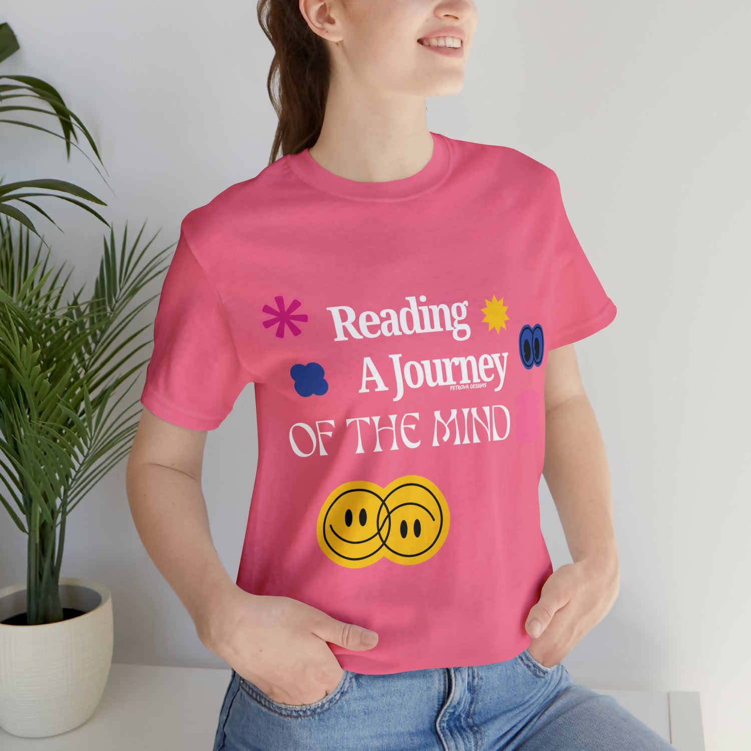 Charity Pink T-Shirt Graphic Tees Men's and Women's Bella Canvas Shirts for Black Tshirt Outfit Book Reader Petrova Designs