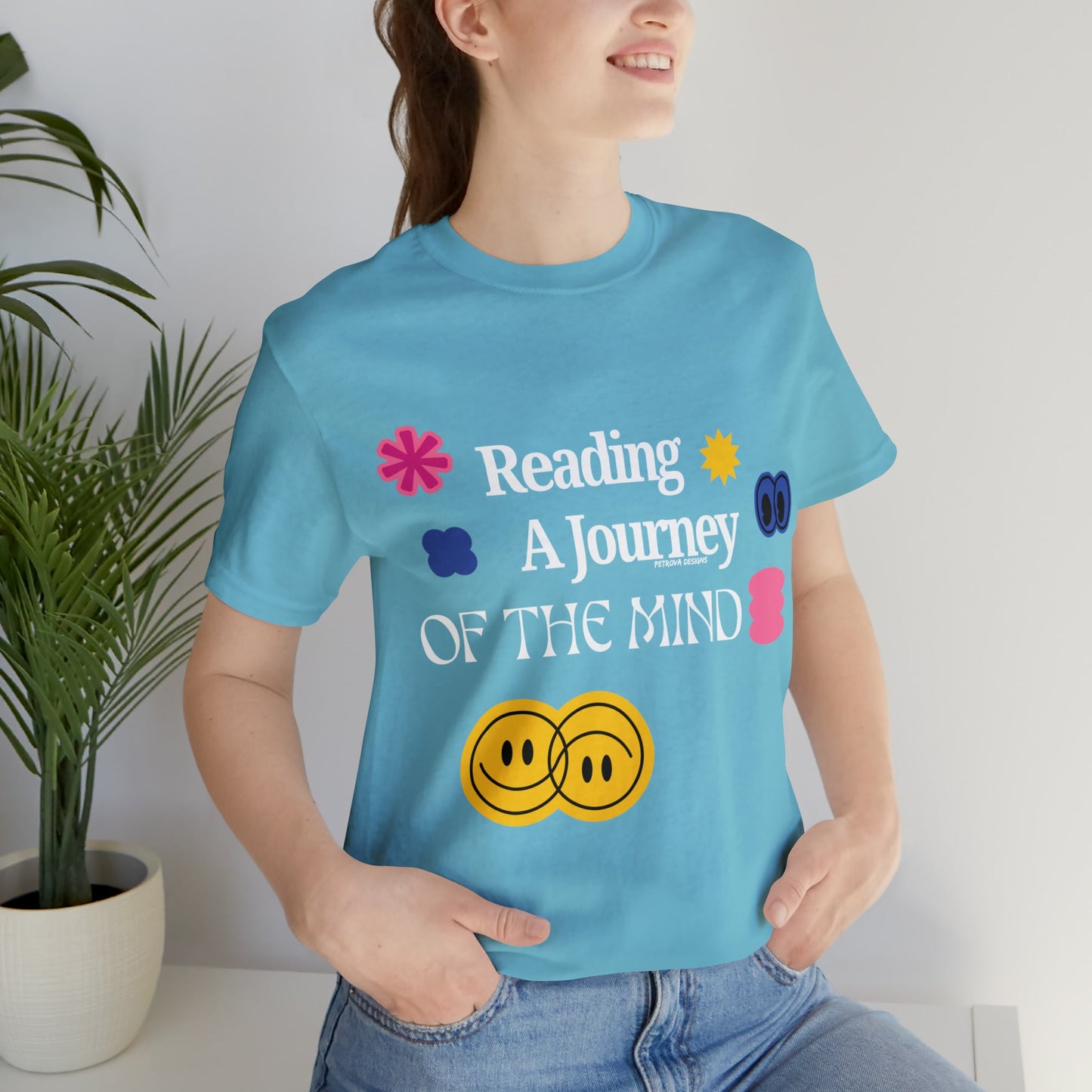 Turquoise T-Shirt Graphic Tees Men's and Women's Bella Canvas Shirts for Black Tshirt Outfit Book Reader Petrova Designs