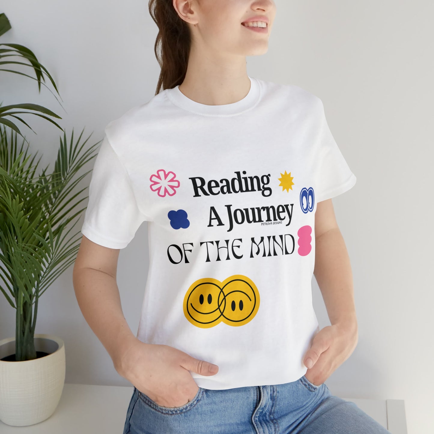 White T-Shirt Graphic Tees Men's and Women's Bella Canvas Shirts for Black Tshirt Outfit Book Reader Petrova Designs