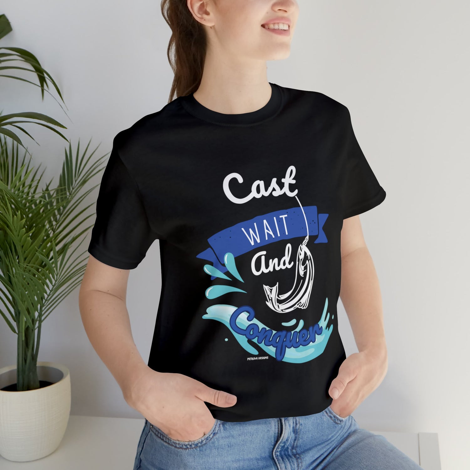 Black T-Shirt Graphic Tees Men's and Women's Bella Canvas Shirts for Black Tshirt Outfit Cast Fishing Petrova Designs