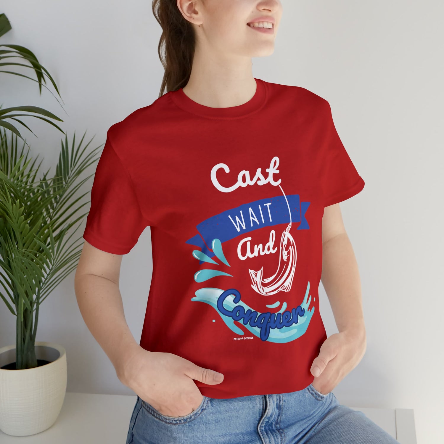 Red T-Shirt Graphic Tees Men's and Women's Bella Canvas Shirts for Black Tshirt Outfit Cast Fishing Petrova Designs