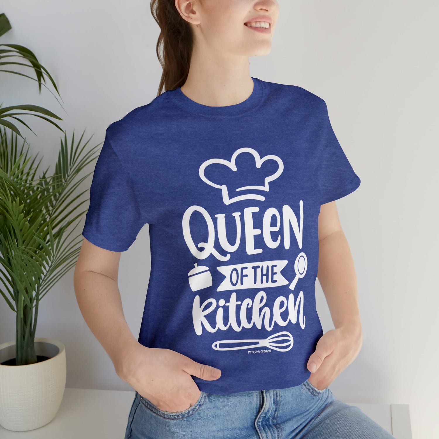 Heather True Royal T-Shirt Graphic Tees Men's and Women's Bella Canvas Shirts for Black Tshirt Outfit Cooking Petrova Designs