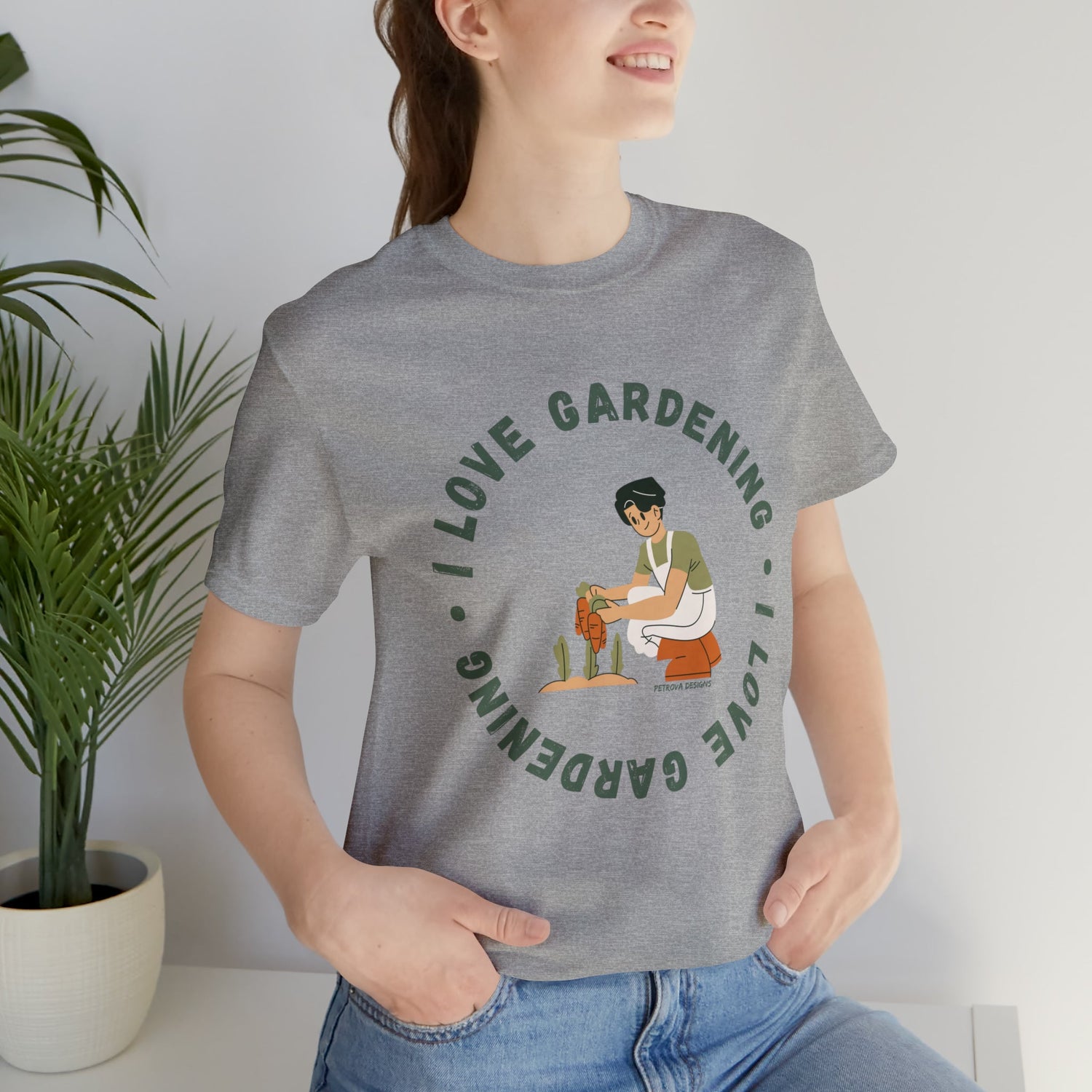 Athletic Heather T-Shirt Graphic Tees Men's and Women's Bella Canvas Shirts for Black Tshirt Outfit Garden Gardener Petrova Designs