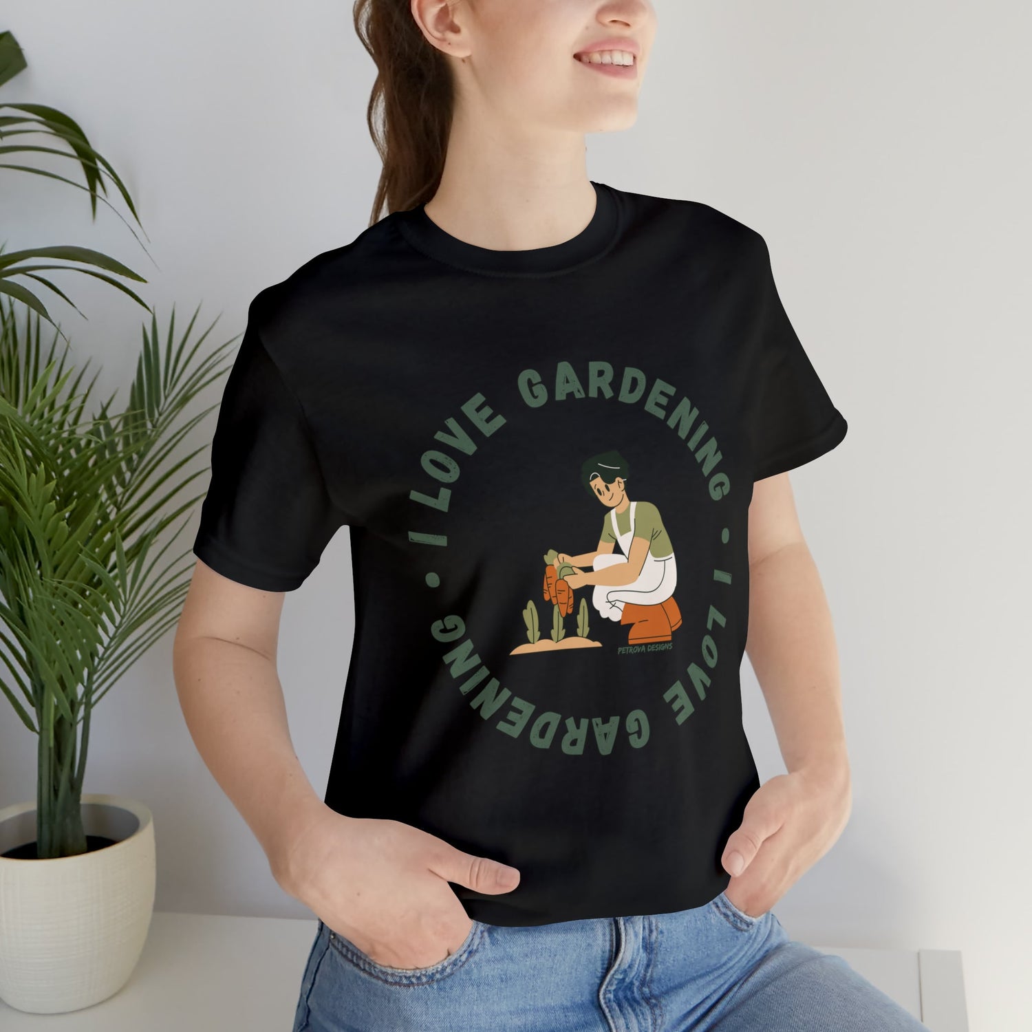 Black T-Shirt Graphic Tees Men's and Women's Bella Canvas Shirts for Black Tshirt Outfit Garden Gardener Petrova Designs