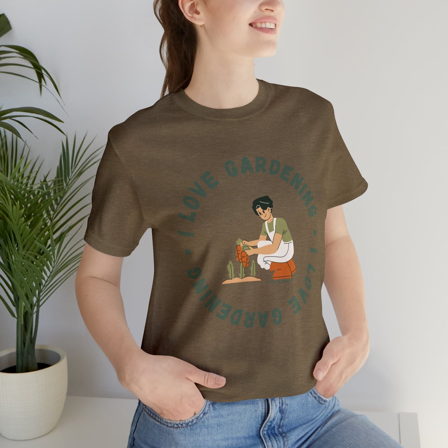 Heather Olive T-Shirt Graphic Tees Men's and Women's Bella Canvas Shirts for Black Tshirt Outfit Garden Gardener Petrova Designs