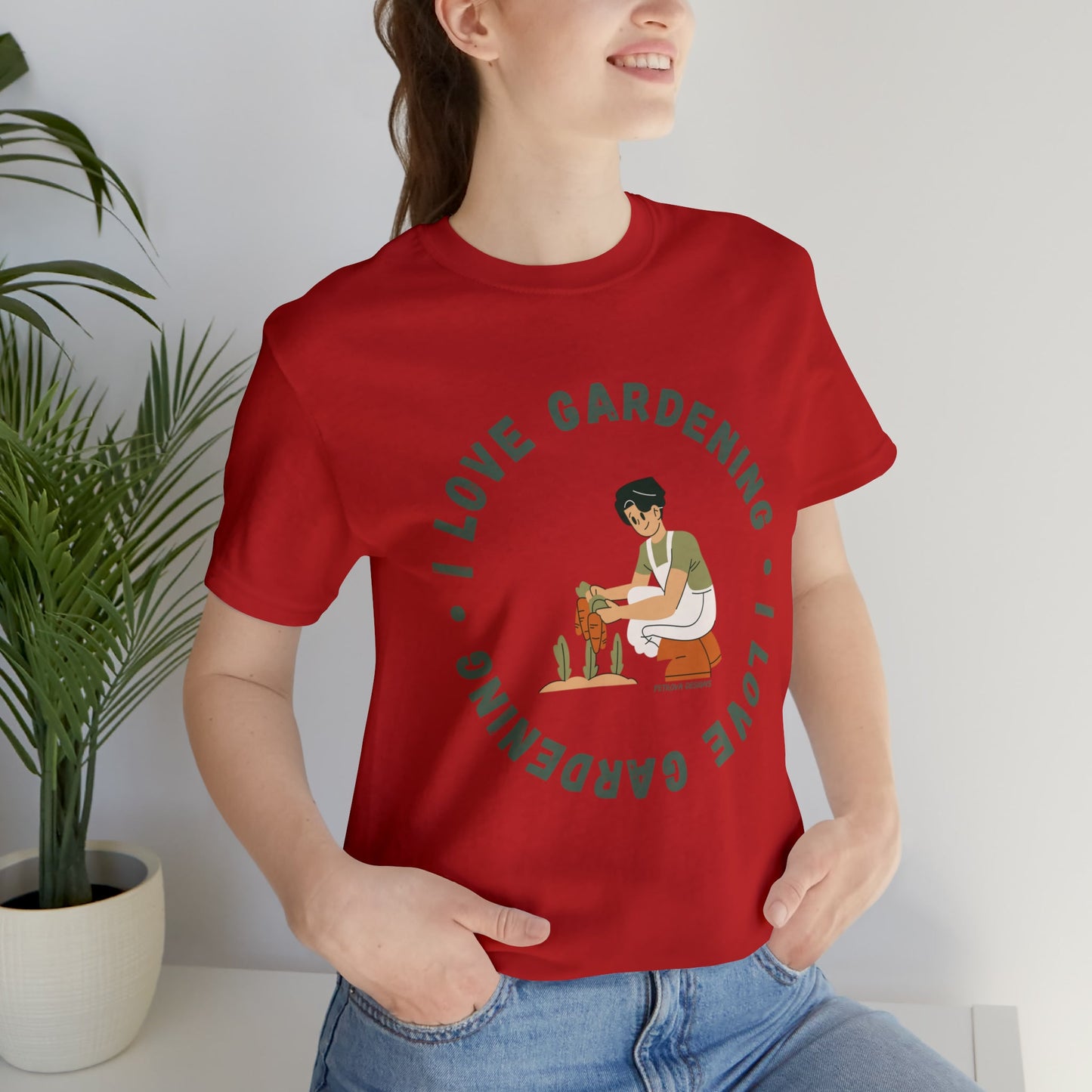 Red T-Shirt Graphic Tees Men's and Women's Bella Canvas Shirts for Black Tshirt Outfit Garden Gardener Petrova Designs