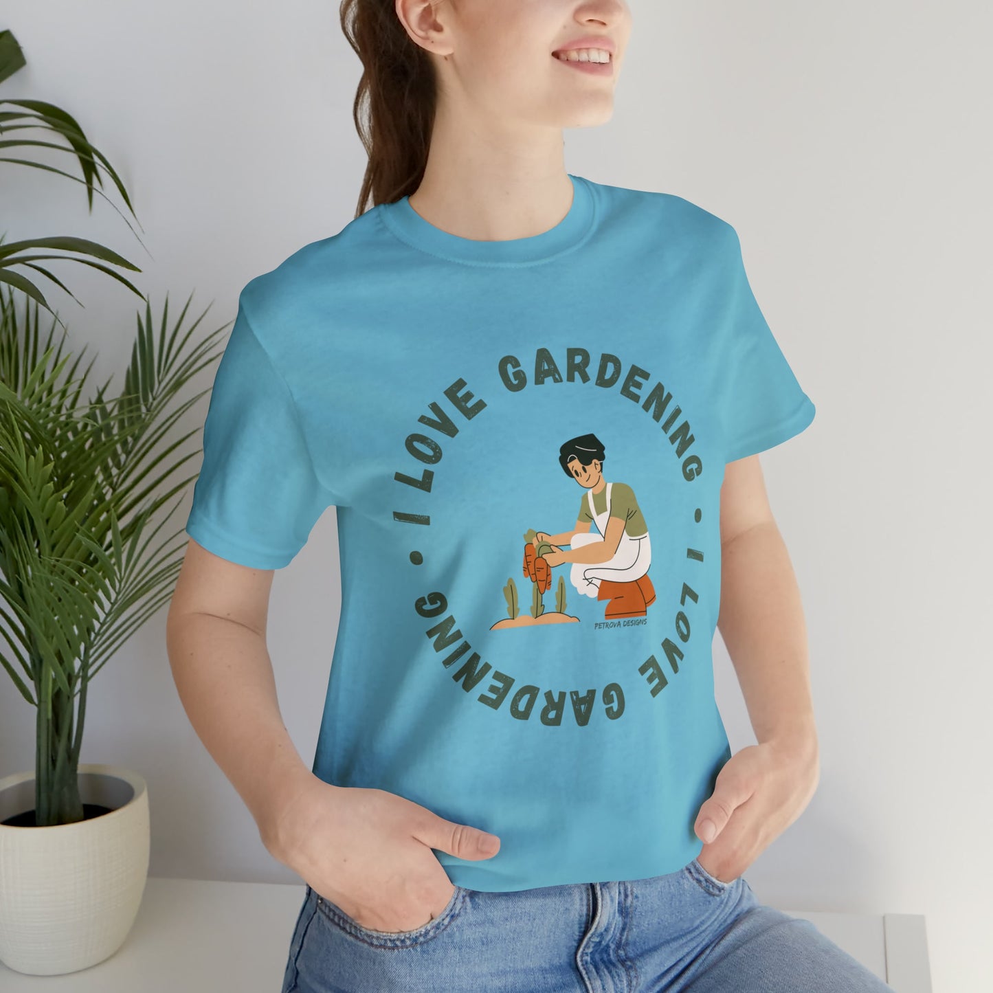 Turquoise T-Shirt Graphic Tees Men's and Women's Bella Canvas Shirts for Black Tshirt Outfit Garden Gardener Petrova Designs