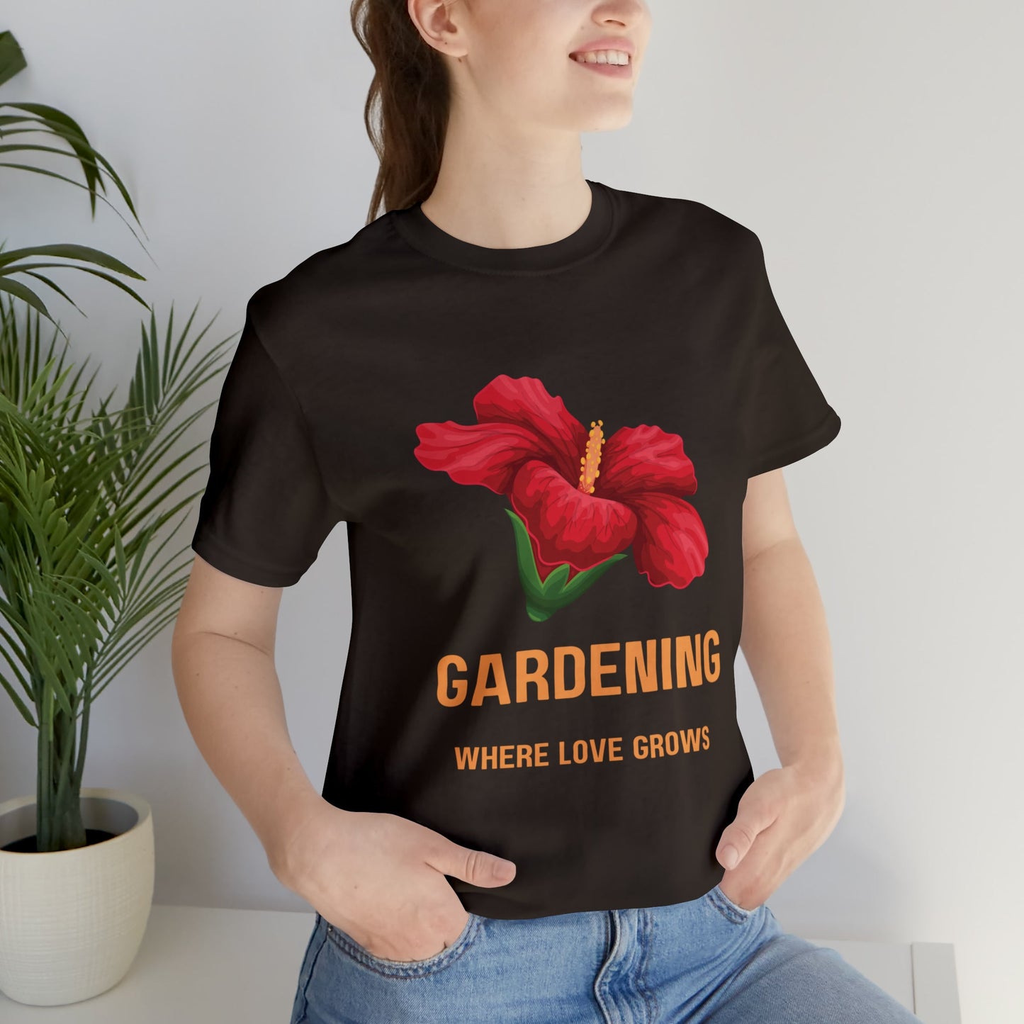 Brown T-Shirt Graphic Tees Men's and Women's Bella Canvas Shirts for Black Tshirt Outfit Gardener Petrova Designs