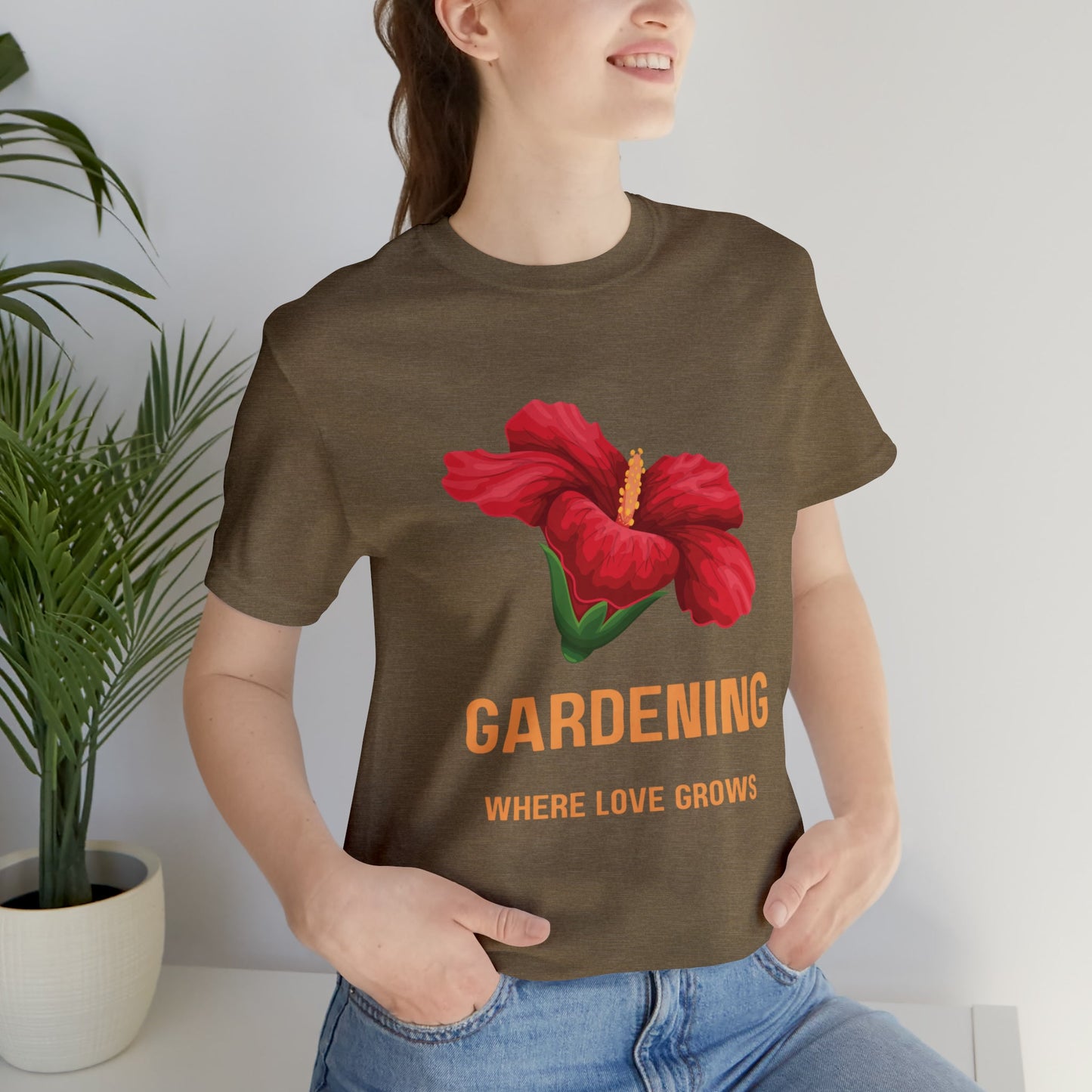 Heather Olive T-Shirt Graphic Tees Men's and Women's Bella Canvas Shirts for Black Tshirt Outfit Gardener Petrova Designs