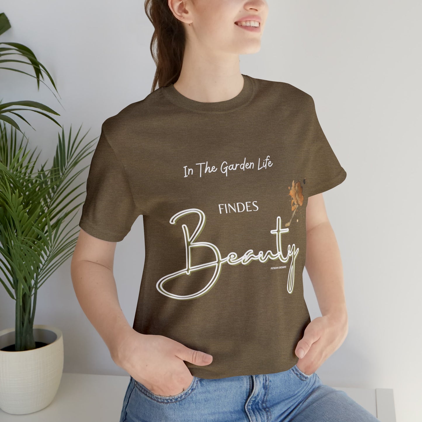 Heather Olive T-Shirt Graphic Tees Men's and Women's Bella Canvas Shirts for Black Tshirt Outfit Gardening Petrova Designs