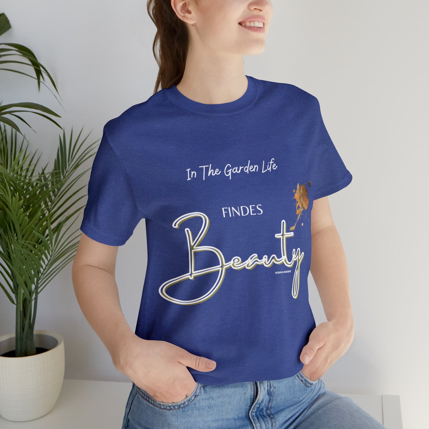 Heather True Royal T-Shirt Graphic Tees Men's and Women's Bella Canvas Shirts for Black Tshirt Outfit Gardening Petrova Designs